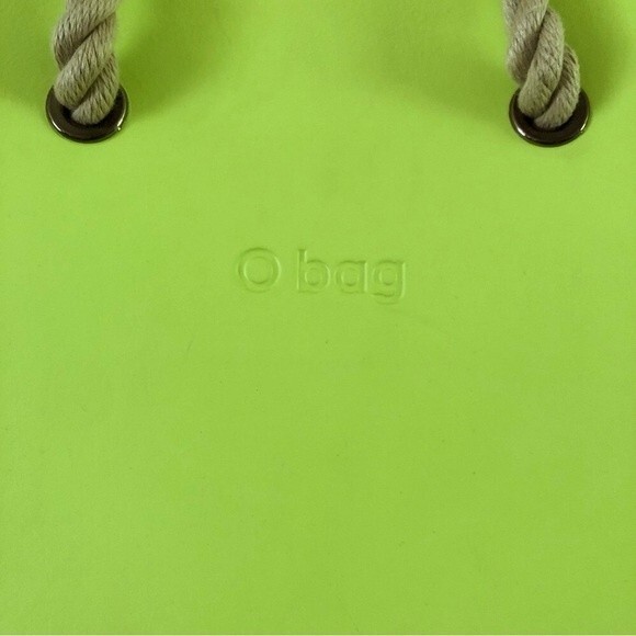 O bag obag Fullspot Lime Green with Natural Long Rope Handles Classic Bag - Picture 6 of 11